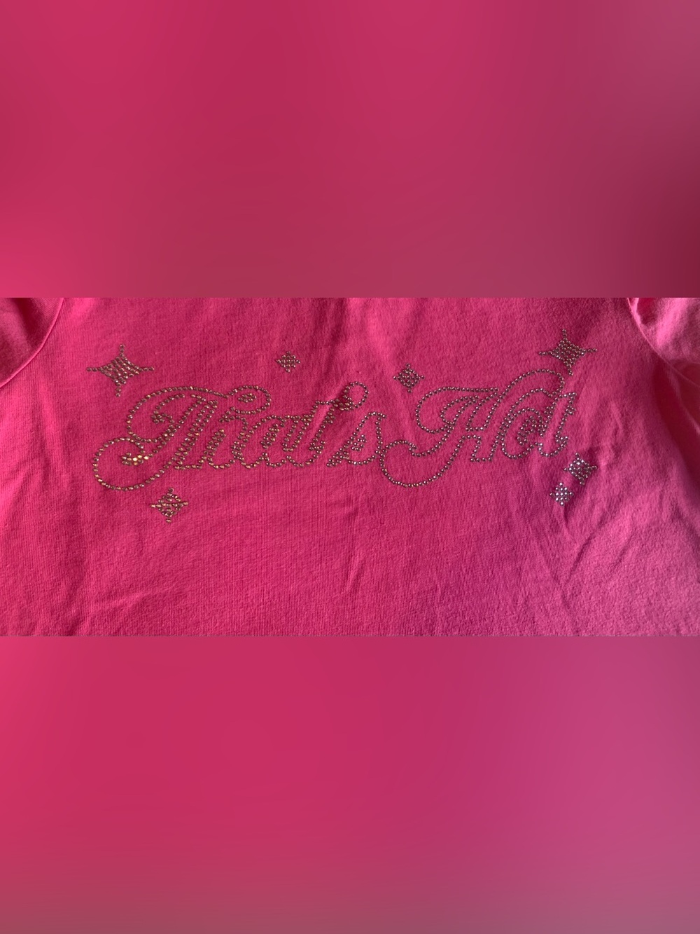 Paris Hilton "That's Hot" Rhinestone Pink Crop T-Shirt - Picture 2 of 6